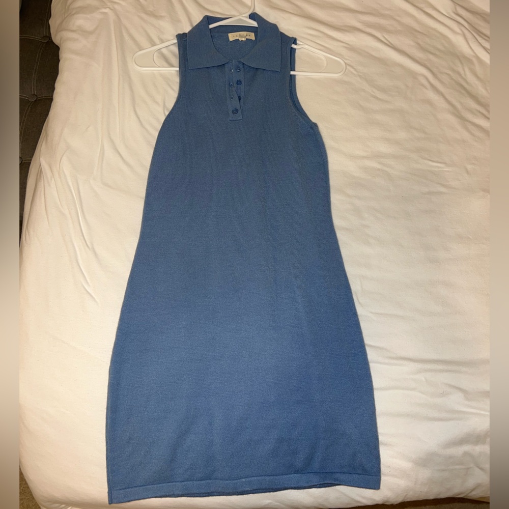 Pacsun La Hearts Blue halter dress with high collared neck